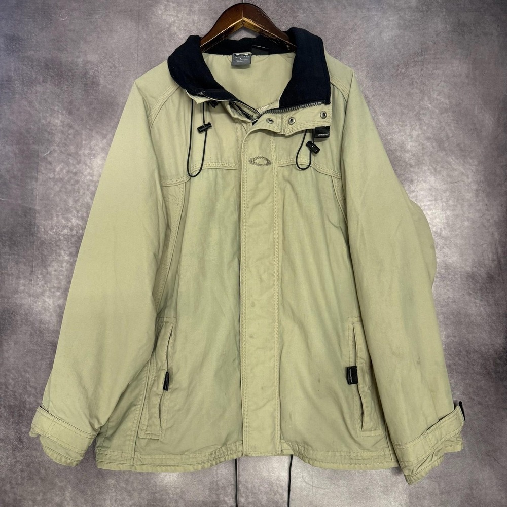 Vintage Oakley Software Jacket Men's XL Beige Hooded Parka Full Zip Ski Winter
